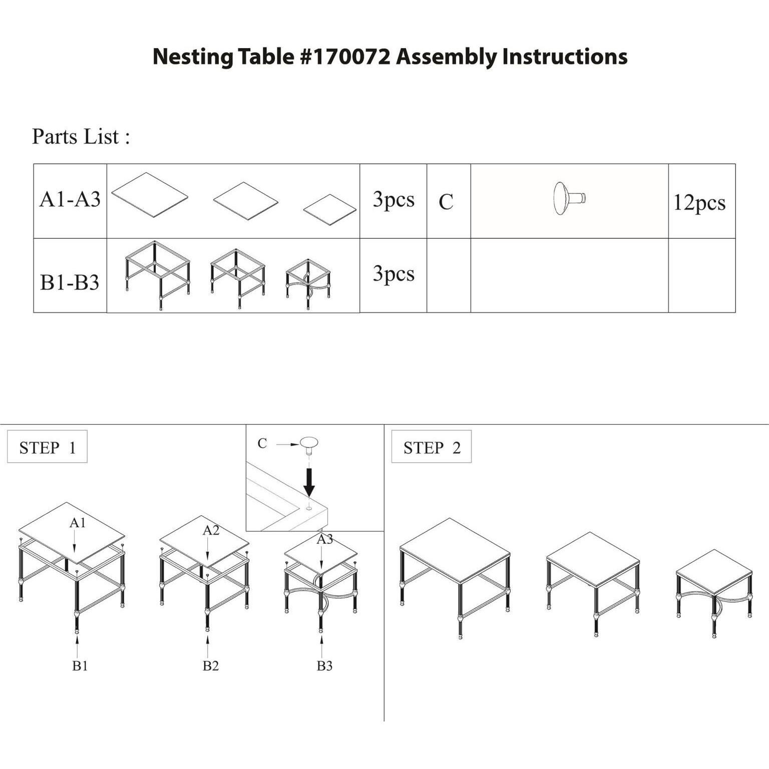 Bonnifait 22 X 18.25 inch Antique Bronze Nesting Tables